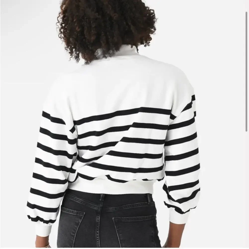 Frame Denim Striped Mock Neck Sweatshirt
